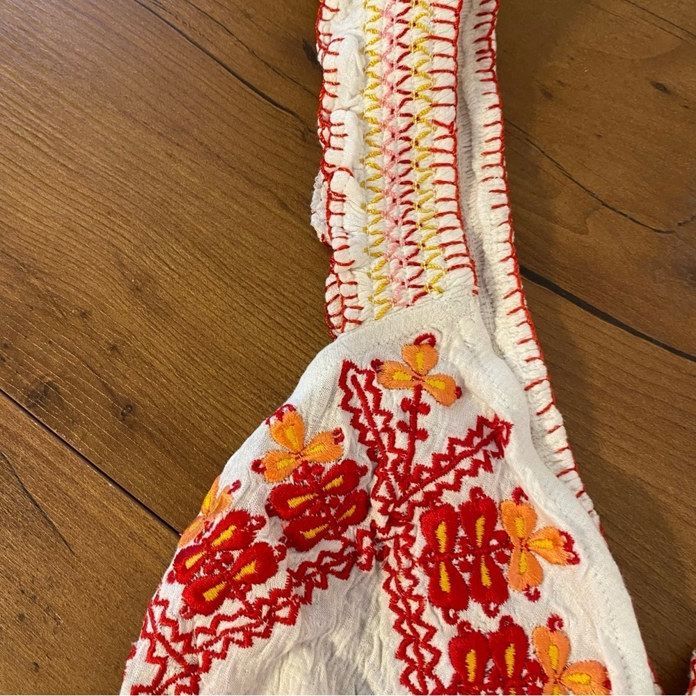 Urban Outfitters Cream Embroidered Crop Bralette with Red & Orange Accents - Picture 8 of 15